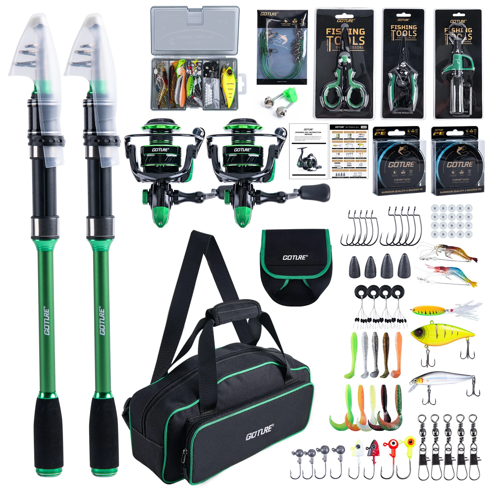 Goture Kit Caña Telescópica de Carbono con Carrete y Accesorios - imagen 4