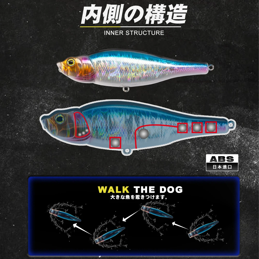 D1 Floating Pencil Fish Lure 95mm/14g Walk the Dog Pesca Saltwater Freshwater Hard Bait 8 Fishes for Fishing the Ocean - imagen 5