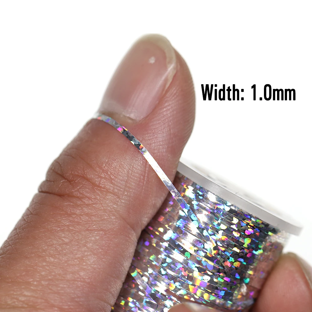 ICERIO-tira de oropel plana holográfica de cristal, materiales de atado de moscas, Flash, ninfa, 120 yardas, 1mm - imagen 3