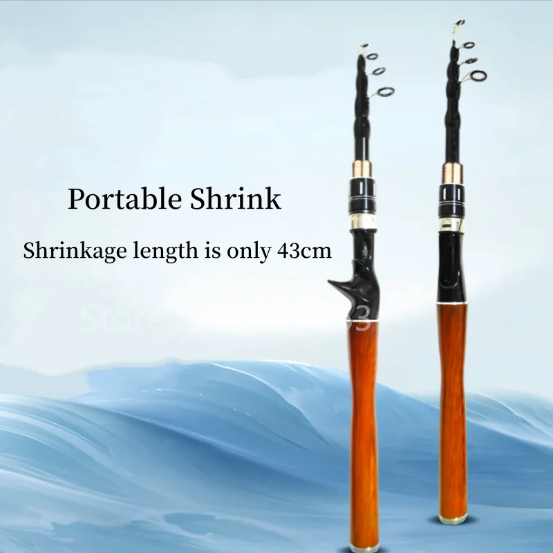 Caña de pescar de fundición ultraligera, caña de pescar giratoria/estitirable de fibra de carbono, cebo WT 1,5-9g, línea WT 3-6LB, cañas de pescar rápidas con mango de madera - imagen 3