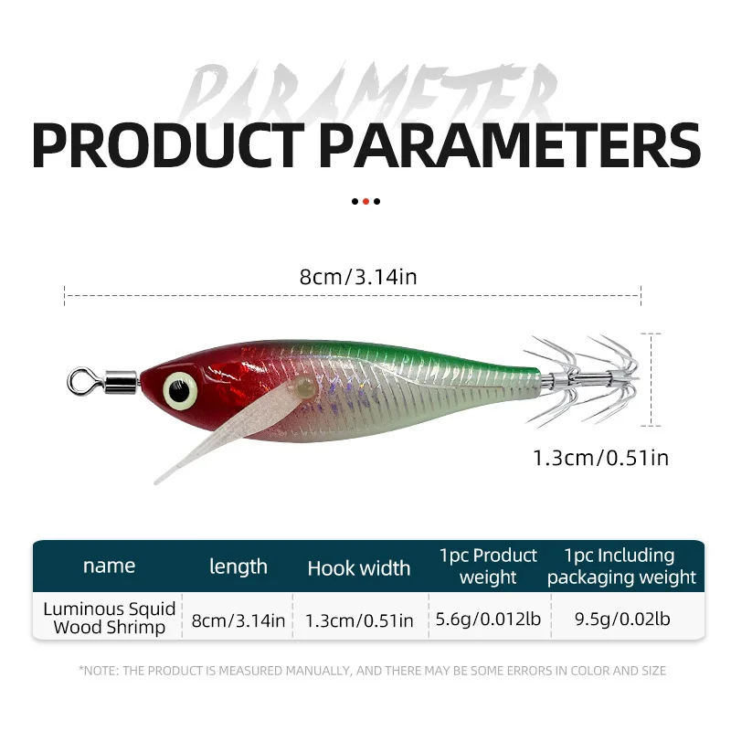 5 colores nuevo láser Horizontal camarón calamar gancho pesca en el mar pulpo señuelo duro que brilla en la oscuridad camarón señuelo calamar cebo falso - imagen 5