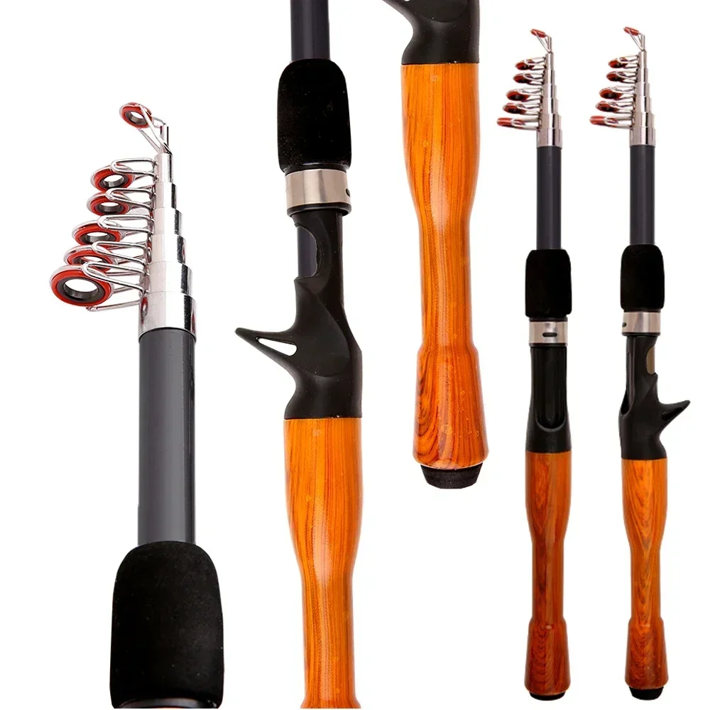 Caña de pescar telescópica, peso ultraligero, fibra de carbono, caña de pescar portátil, accesorios de herramientas, pesca de lanzamiento al aire libre 1,3/1,6/1,8 M - imagen 3