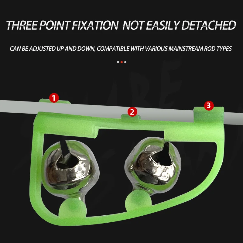 4 Uds. Campanas de pesca arqueadas, alarma de caña, indicador nocturno de plástico verde, cebo, campanas dobles, alarma, equipo de pesca - imagen 2