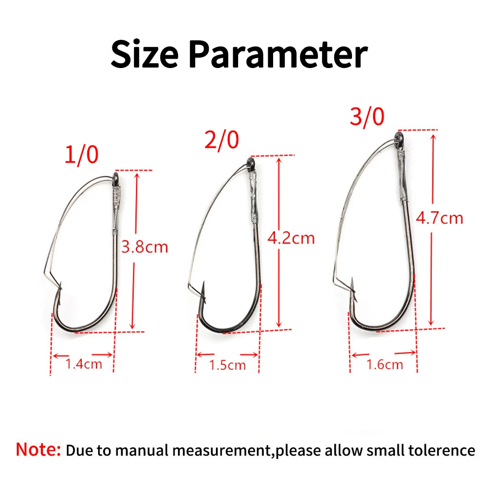 Elllv-anzuelos de acero de alto carbono para pesca de lubina, anzuelo de gusano en línea, vástago largo, gran espacio, 50 Uds. - imagen 3