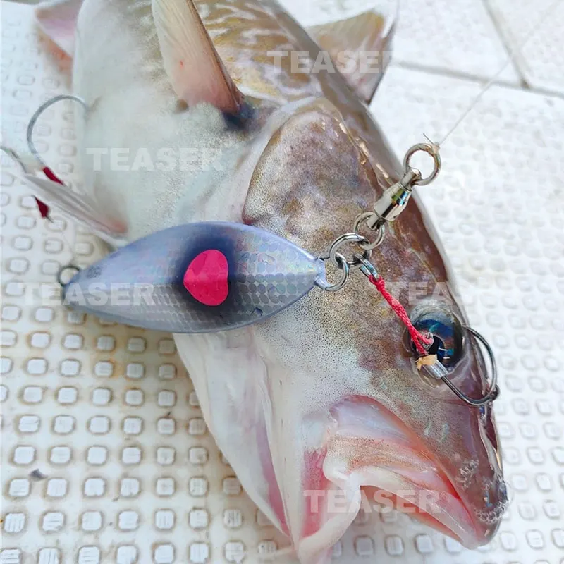 TEASER-J17 Jack Eye Plantilla de metal de hundimiento lento de agua salada, señuelo de cuchara de pesca de mar, Jerkbait de curricán, 80g, 100g, 120g, 150g, 200g - imagen 5