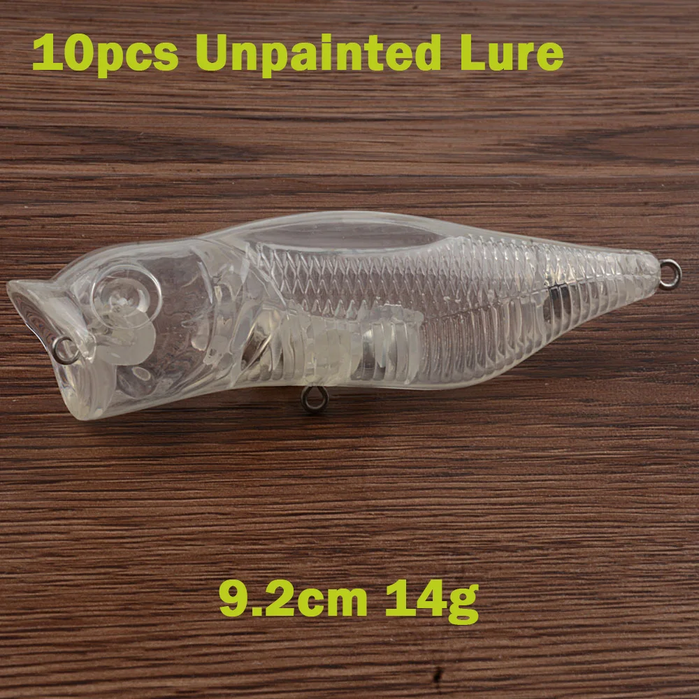 10 Uds. Cebo en blanco sin pintar 9,2 cm 14g sonajero Topwater boca grande Popper Crankbait DIY señuelo de pesca Artificial hecho a mano - imagen 5