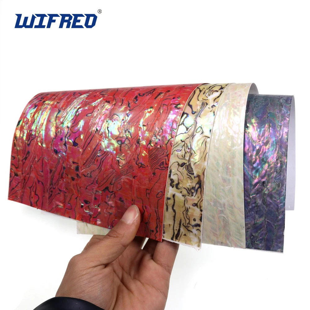 Wifreo 24x12CM concha Natural y genuina Paua blanca hoja de chapa adhesiva mejorada pegatina para materiales de decoración de señuelos de pesca