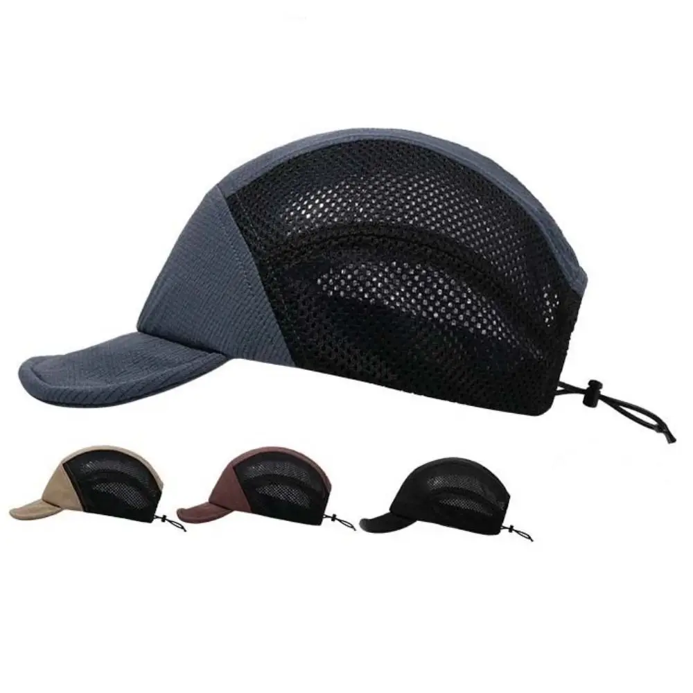 Gorra de béisbol japonesa de ala corta, transpirable, para deportes al aire libre, sombrero de malla para el sol, informal, de secado rápido, 5 paneles, para acampar y pescar - imagen 3