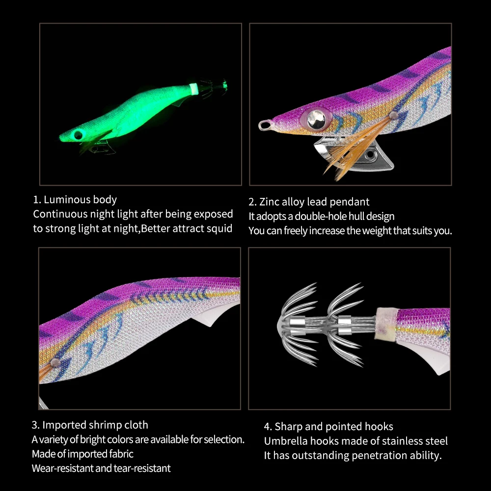 Cebo de calamar SQUID KING 3.5S #   20g anzuelo de calamar, señuelos de madera para camarones, plantillas, cebo de sepia, simulación realista, cebo de pulpo de silicona - imagen 2