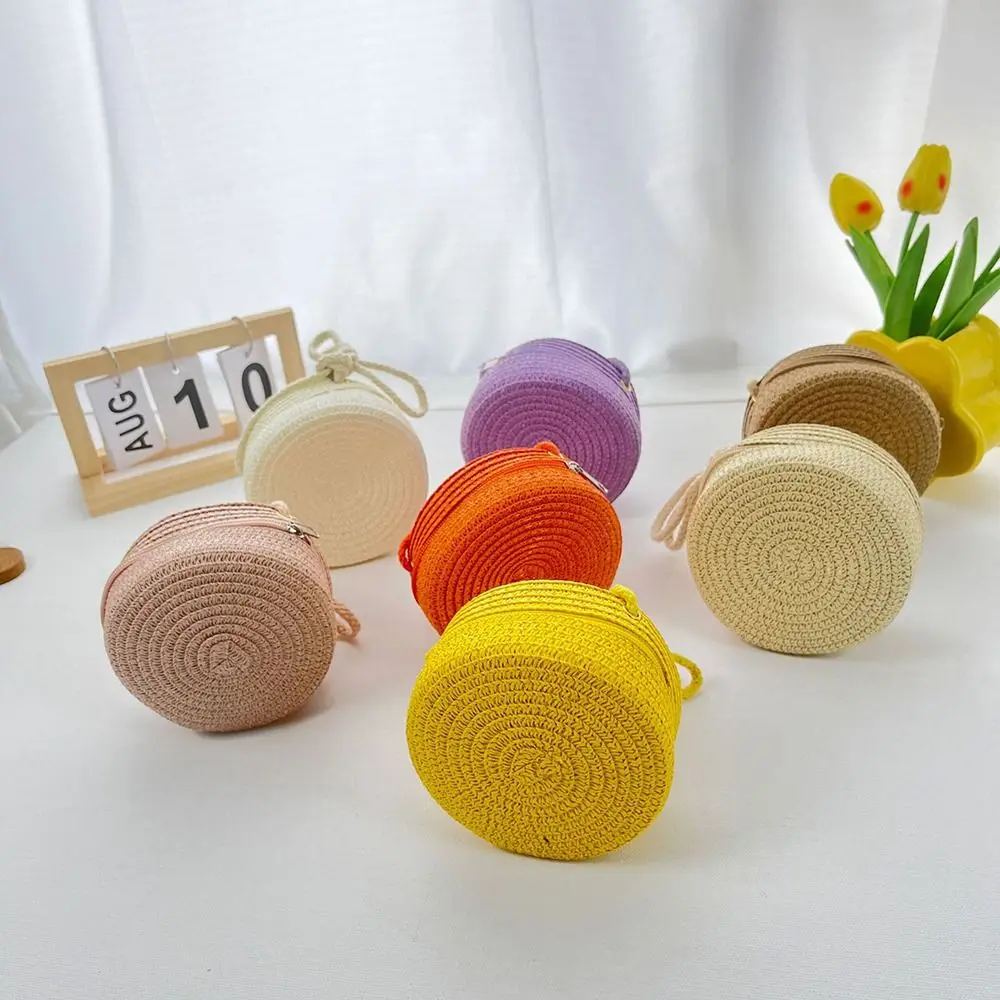Bolso de paja de moda con forma de concha hecho a mano, bolso de playa de verano, bolsos de hombro para niños