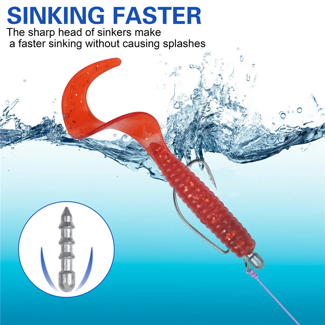 30 Uds. Pesas de uñas de pesca para pesca de lubina, pesas de gusano para aparejo Neko, aparejo loco, señuelo, accesorios de aparejos de pesca - imagen 5