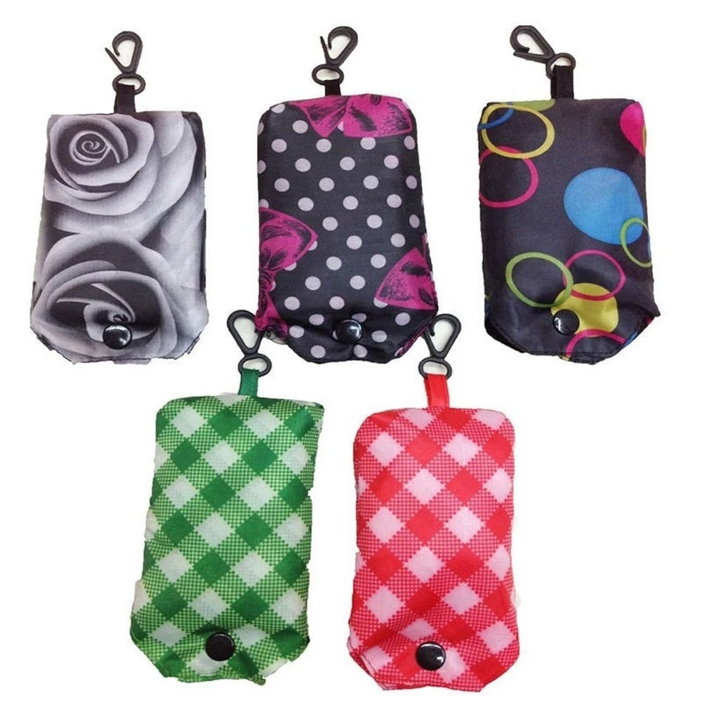 Bolsa organizadora de poliéster impresa, bolsa de compras ecológica reutilizable plegable de viaje reciclable a la moda (color aleatorio), 1 ud. - imagen 3