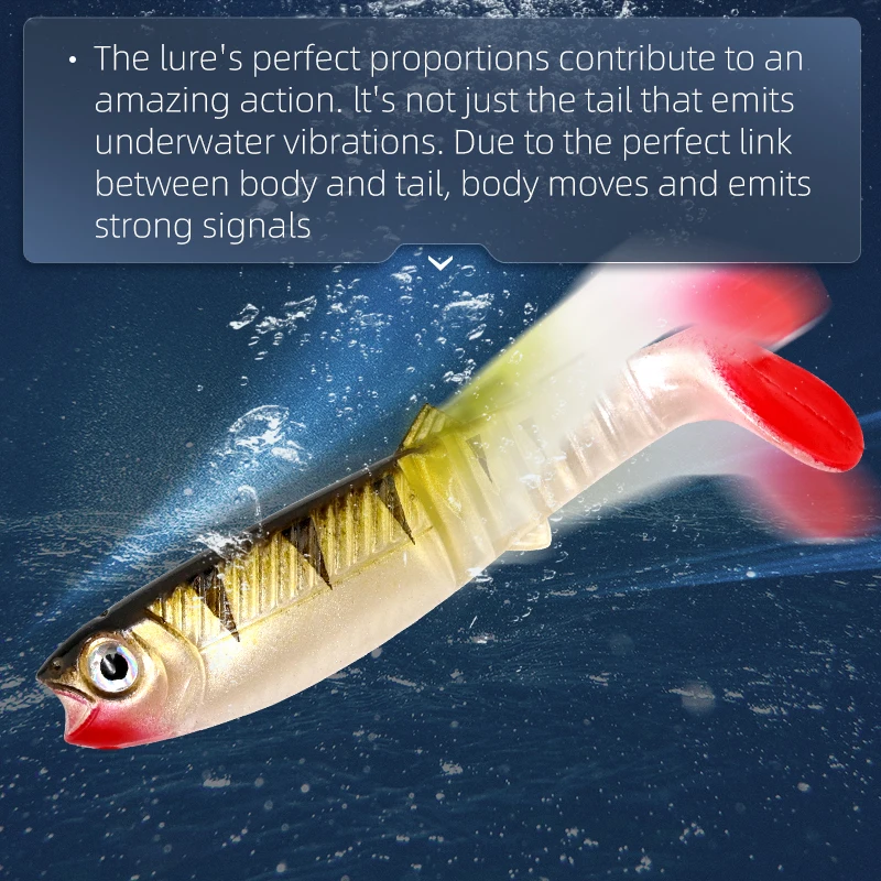 MEREDITH 10 Uds 5,5g 8cm señuelos de pesca cebos de pesca blandos artificiales Cannibal pesca peces señuelos blandos Shads JX62-08 - imagen 5