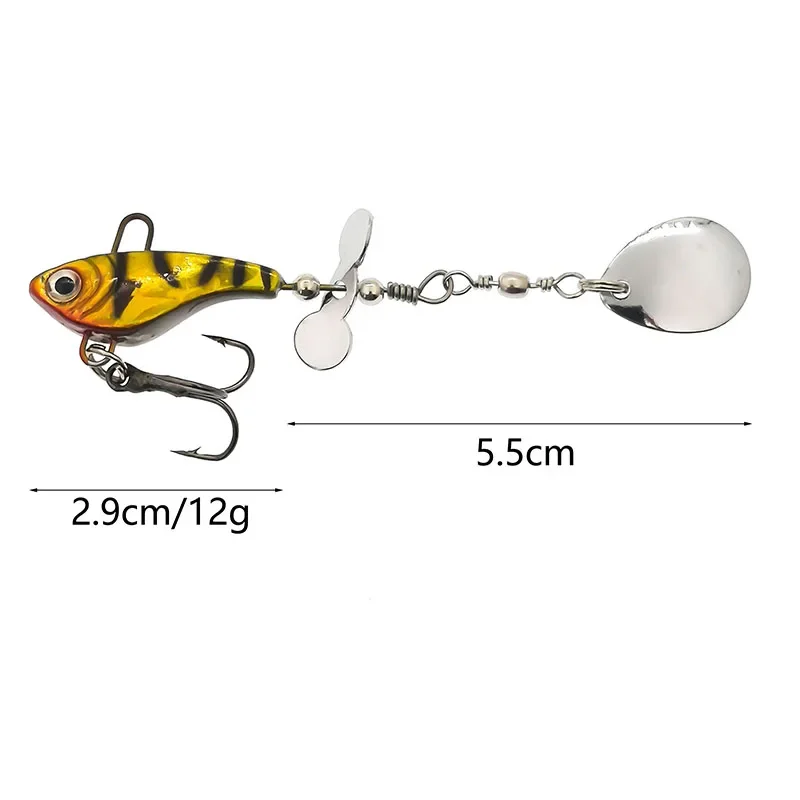 Nueva llegada 1 Uds 12g Metal VIB señuelo de pesca Spinner tiro largo hundimiento cuchara giratoria Pin Crankbait lentejuelas cebos aparejos de pesca - imagen 2