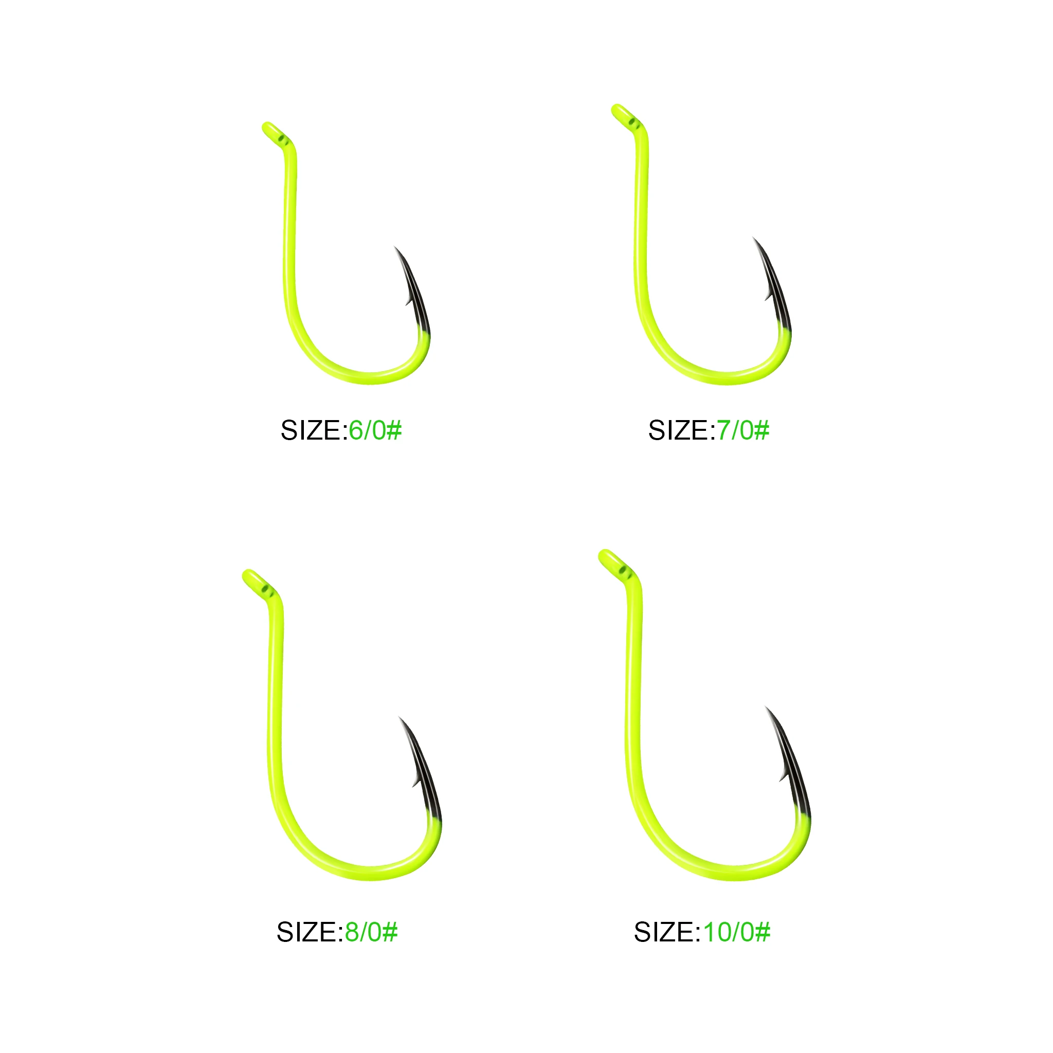 ZYZ 3 ~ 6 unids/lote ganchos de pulpo amarillo 6/0 # 7/0 # 8/0 # 10/0 # Anzuelos compensados afilados resistentes a la corrosión con revestimiento amarillo fluorescente - imagen 4
