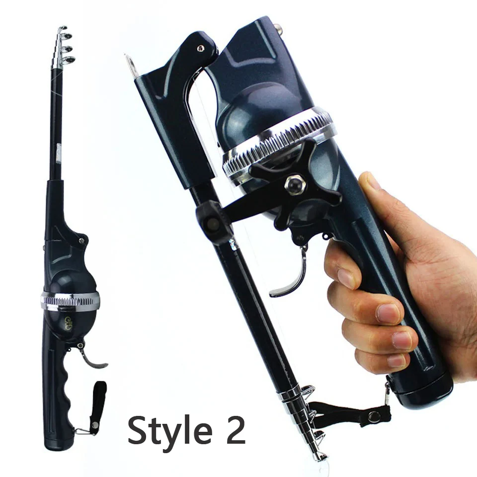 1 Juego de Mini caña de pescar telescópica duradera, caña de mar plegable, Combo de resina epoxi, carrete resistente, señuelo, caña de pescar para viajes al aire libre - imagen 5