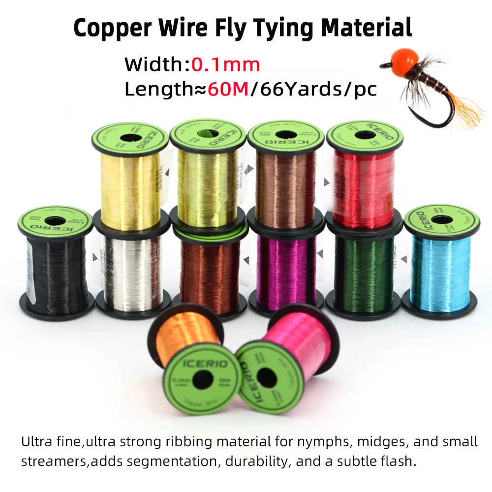 Wifreo-alambre de cobre de 0,1mm y 60M, hilo de Metal ultrafino, Material de atado de moscas para ninfas de mosca seca/húmedo, larvas de mediano, Señuelos de Pesca de trucha - imagen 2