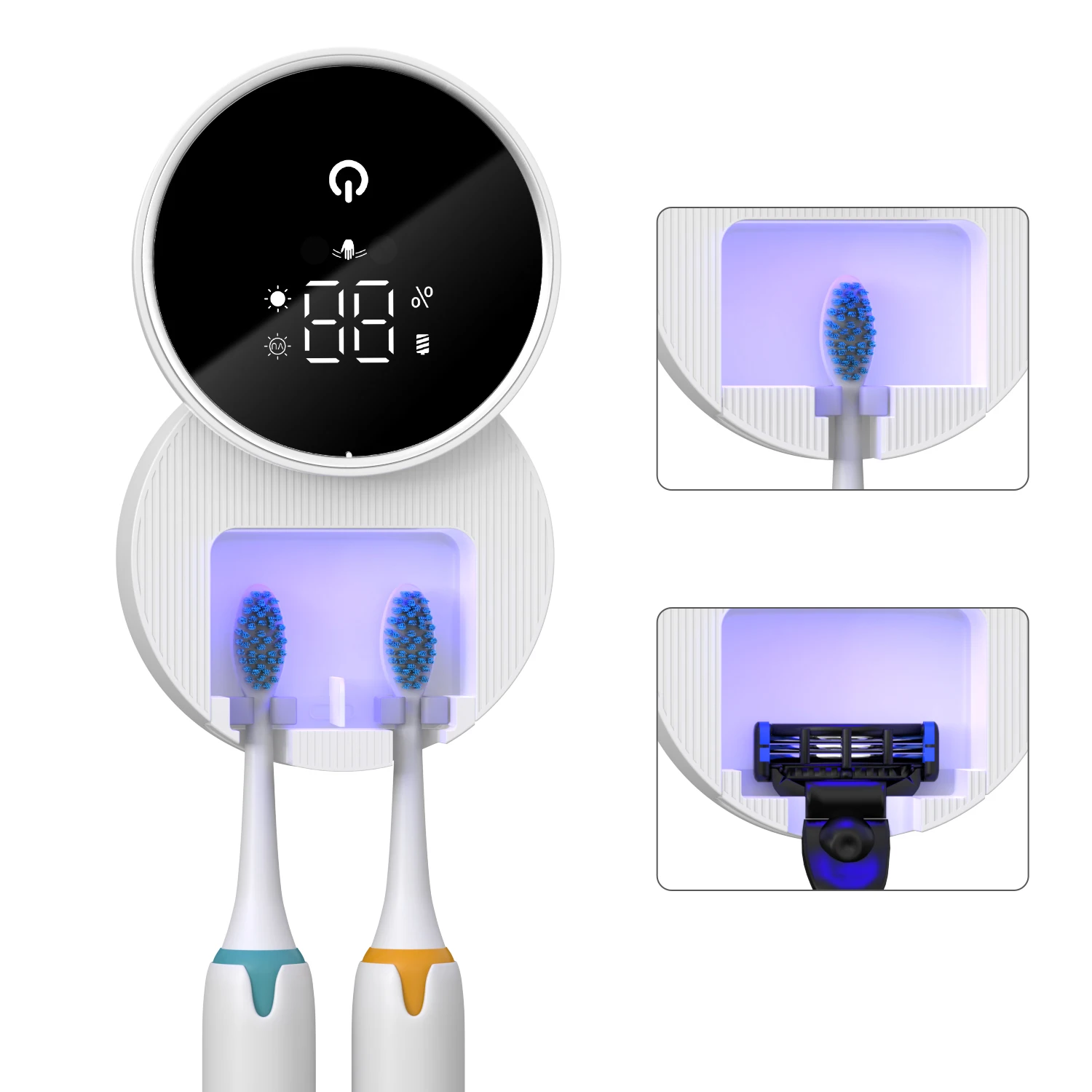Limpiador UV para cepillos con soporte maquinilla y secado 60°