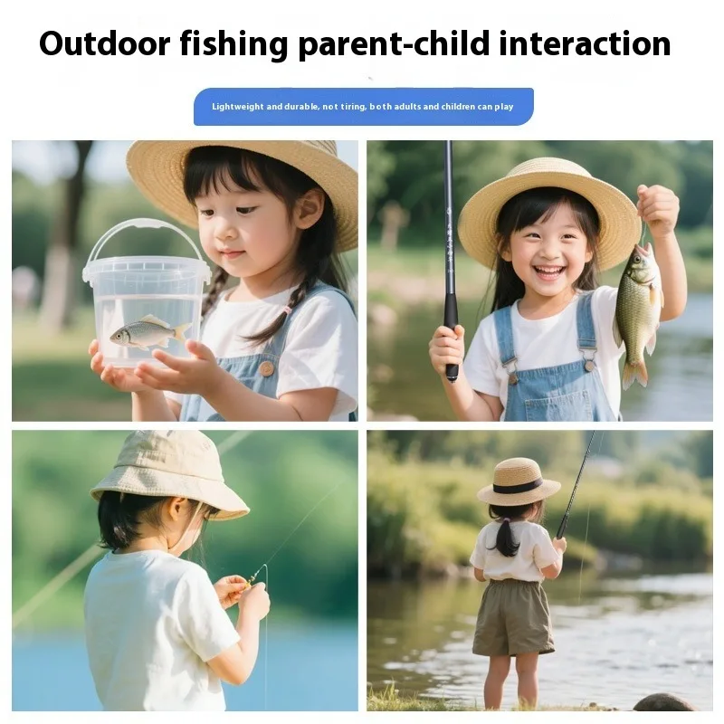 Caña de pescar pequeña, caña de pescar de mano de sección corta ultraligera y ultrafina, juego de cañas de pescar para principiantes, caña de corriente - imagen 5