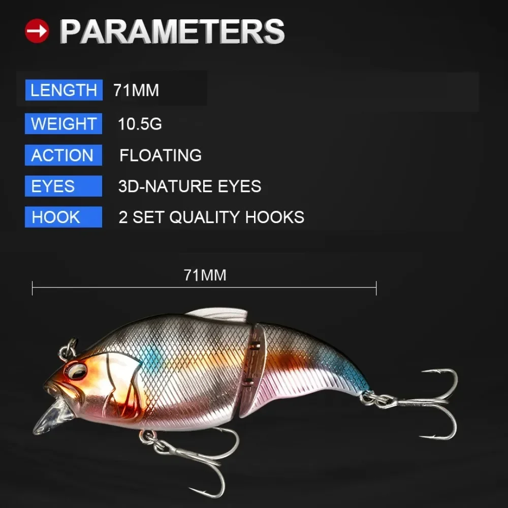 Cebo duro de 71mm para Lucio, trucha, lubina, Pesca, vibración-X, Vatalion, Glidebait, Balam, Swimbaits articulados, Wobblers, señuelo de Pesca, señuelos para Lucio - imagen 5