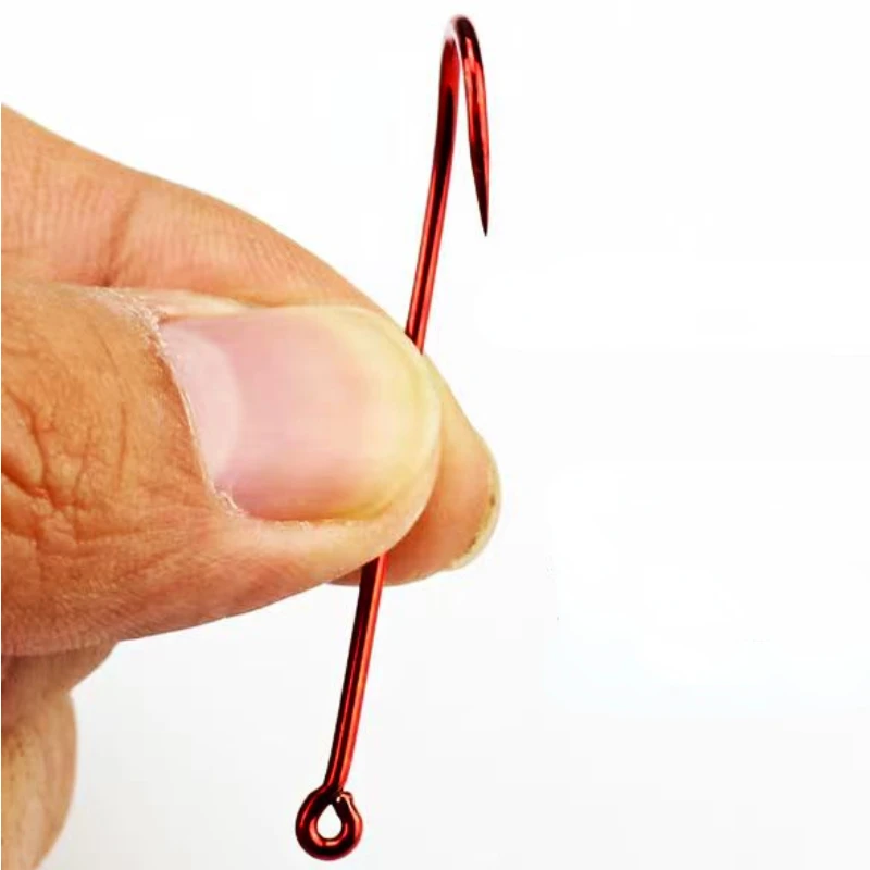 Paquete de 10 anzuelos de púas Mustad originales, anzuelo de pesca de mar 90234, anzuelos de cebo vivo de gusano de sangre rojo largo, anzuelos de Anguila conger de boca torcida - imagen 5