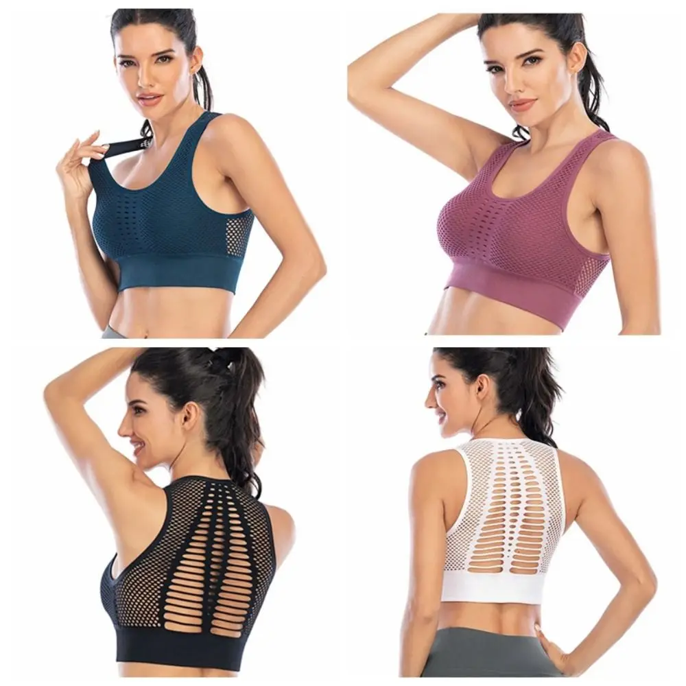 Ropa interior deportiva para mujer, sujetador activo a prueba de golpes, Sujetador deportivo transpirable de secado rápido, cómodo sujetador de Yoga calado para mujer - imagen 5