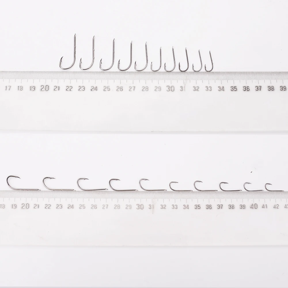 FTK 100PCS Baitholder Anzuelos de pesca Acero con alto contenido de carbono 1 # -10 #   Accesorios de ganchos de gusano con plantilla de púas de pico de vástago largo - imagen 4