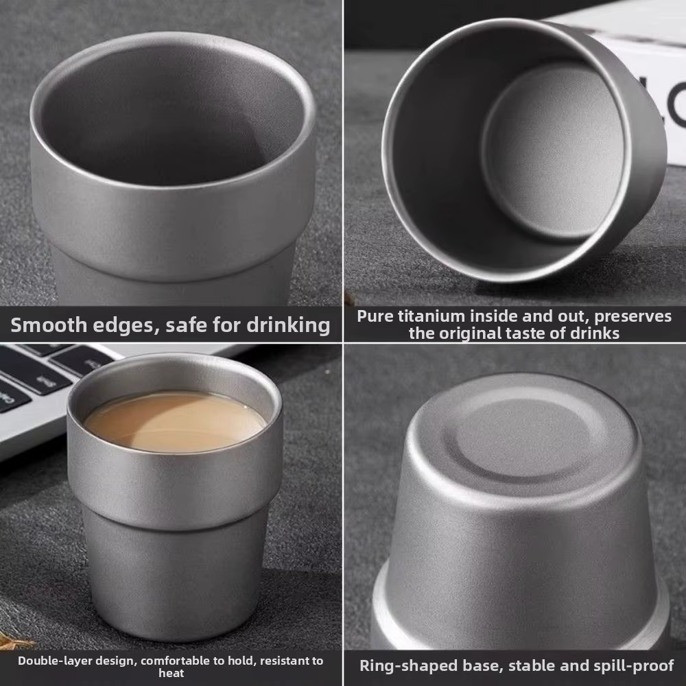 Taza de titanio ultraligera para pesca, doble pared aislada - imagen 3