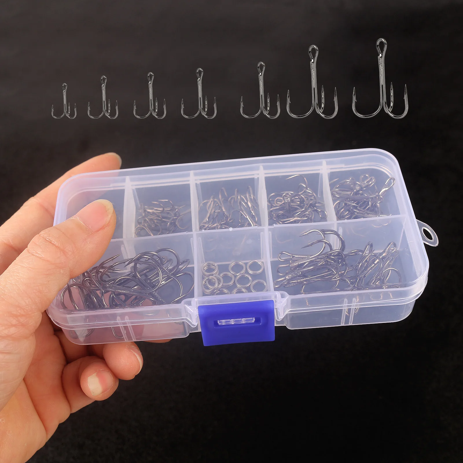 Accesorios para señuelos, incluye modelos de diferentes tamaños, anzuelo triple y anillo dividido, anzuelos afilados con púas, aparejos de pesca par, 90 unidades - imagen 3