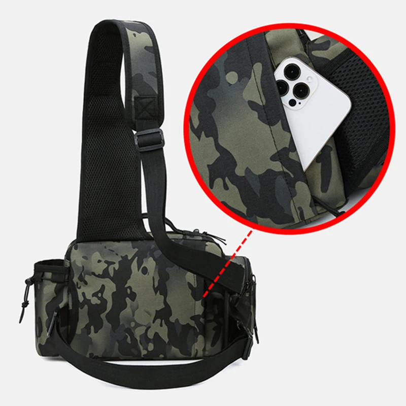 Bolsa de aparejos de caña de pescar para hombre, bolso de un solo hombro, cruzado, a prueba de agua, caja de señuelos de pescado, bolsa táctica, XA24G - imagen 4