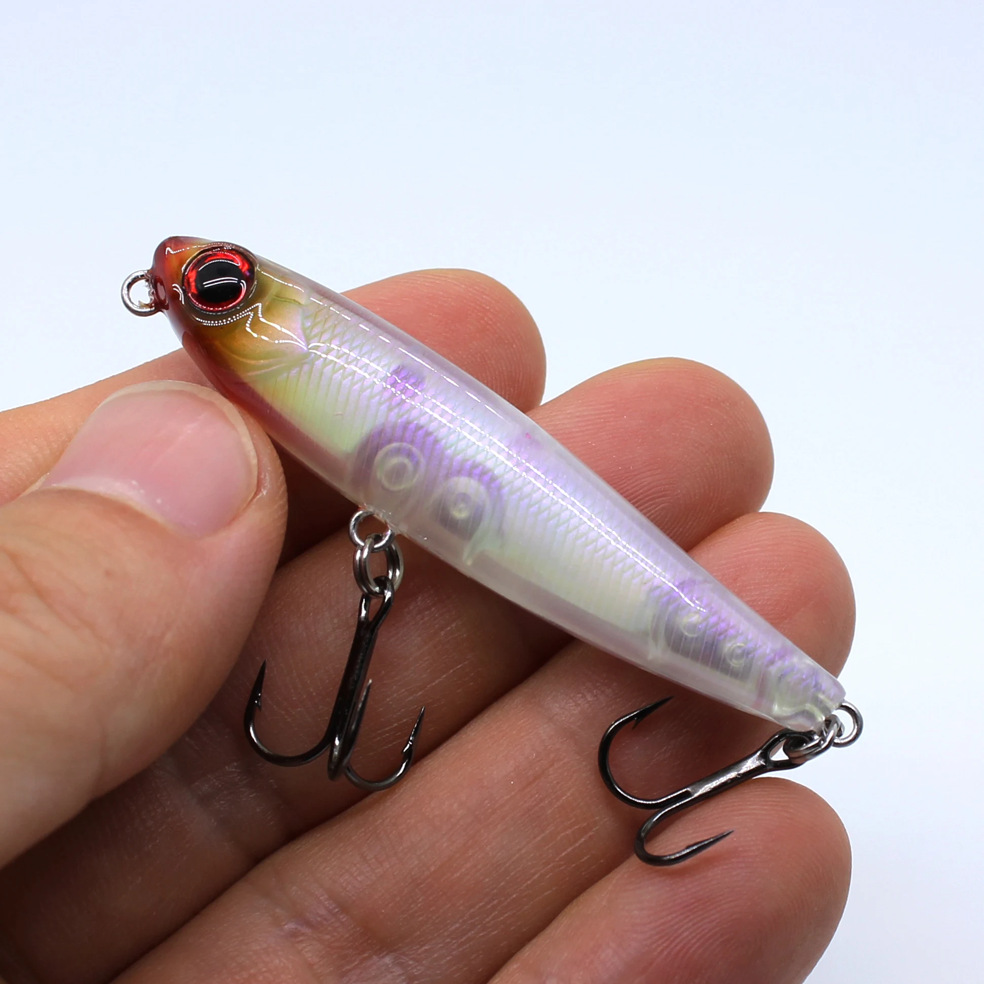 AOCLU-Lápiz flotante de cebo duro, nadador de superficie, lámina protectora interna, VMC anzuelos, calidad japonesa, 55mm, 3,5g - imagen 4