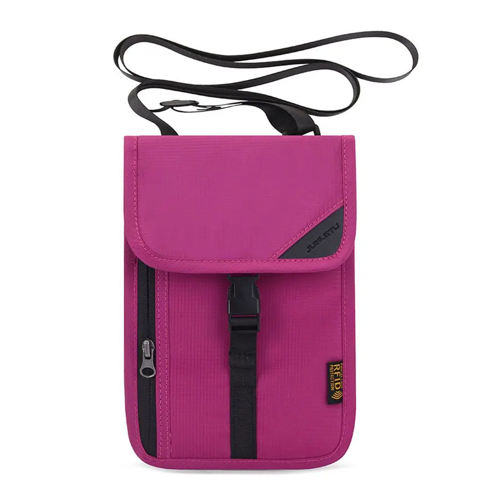 Bolsa de almacenamiento con cubierta para hombre y mujer, riñonera de viaje, monedero, tarjetero, bolsa para el cuello, soporte para pasaporte, billetera antirrobo - imagen 3