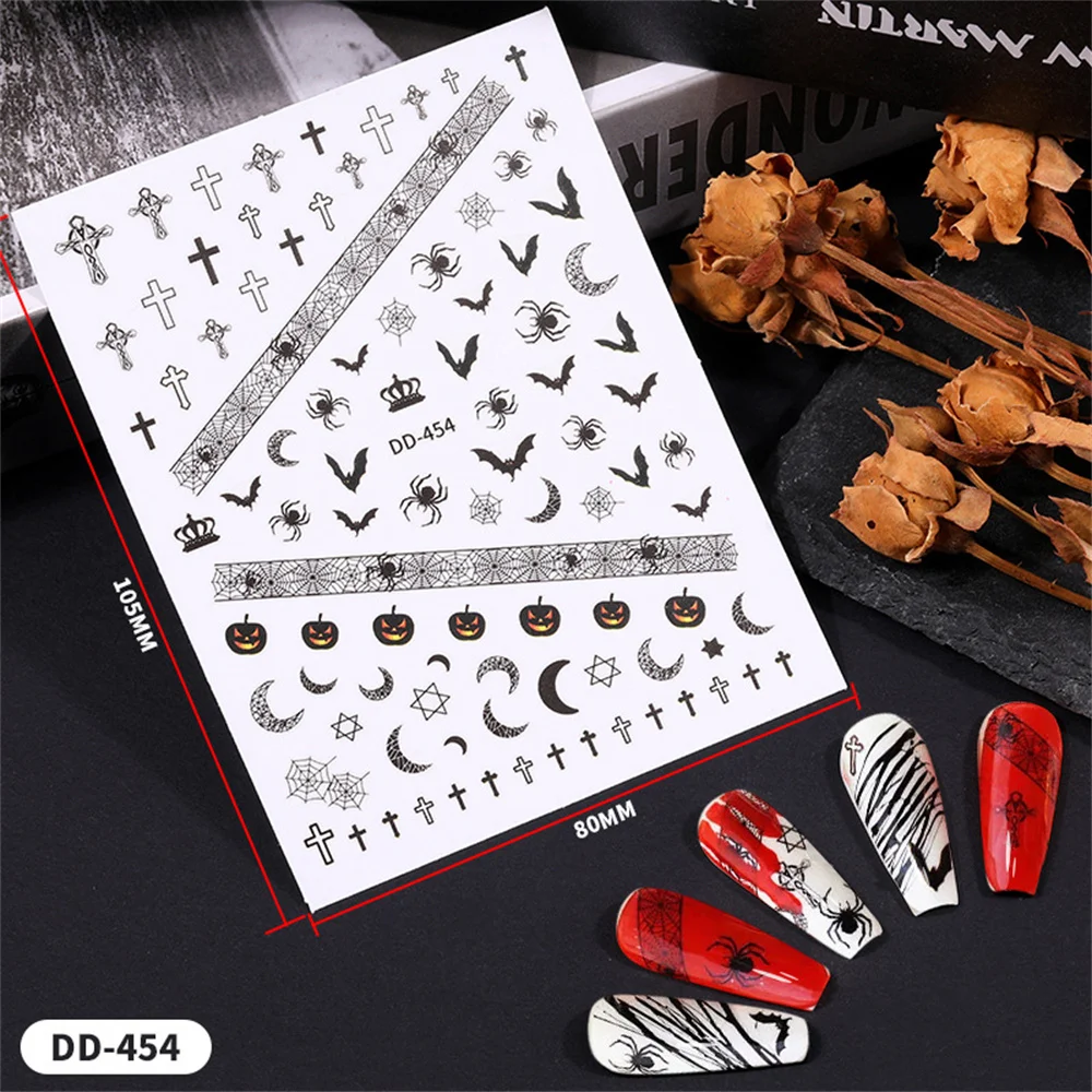Pegatinas de uñas de Halloween encantadoras de colores brillantes, antiroce duradero, divertidas y creativas, pegatinas de Arte de uñas de Halloween - imagen 3