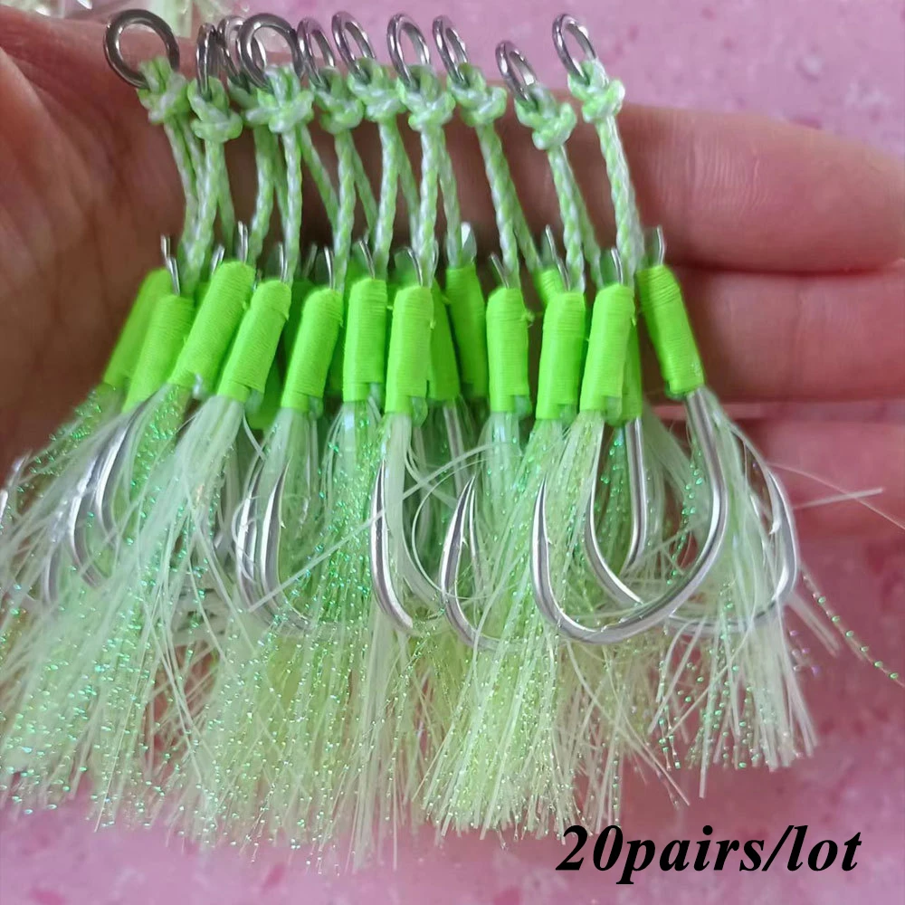 Anzuelos Jig Head doble púas acero carbono para jigging