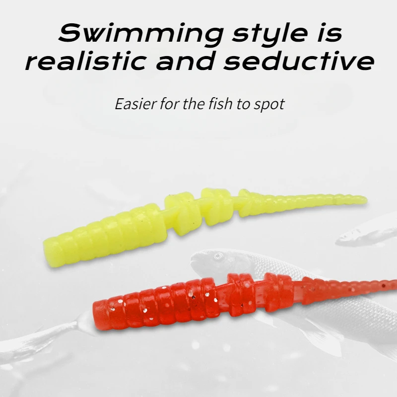 50 Uds. Señuelos de pesca Micro-objeto cebo suave agua flotante gusano de cola de aguja de varias secciones más pesca de raíces de pescado falsa - imagen 5