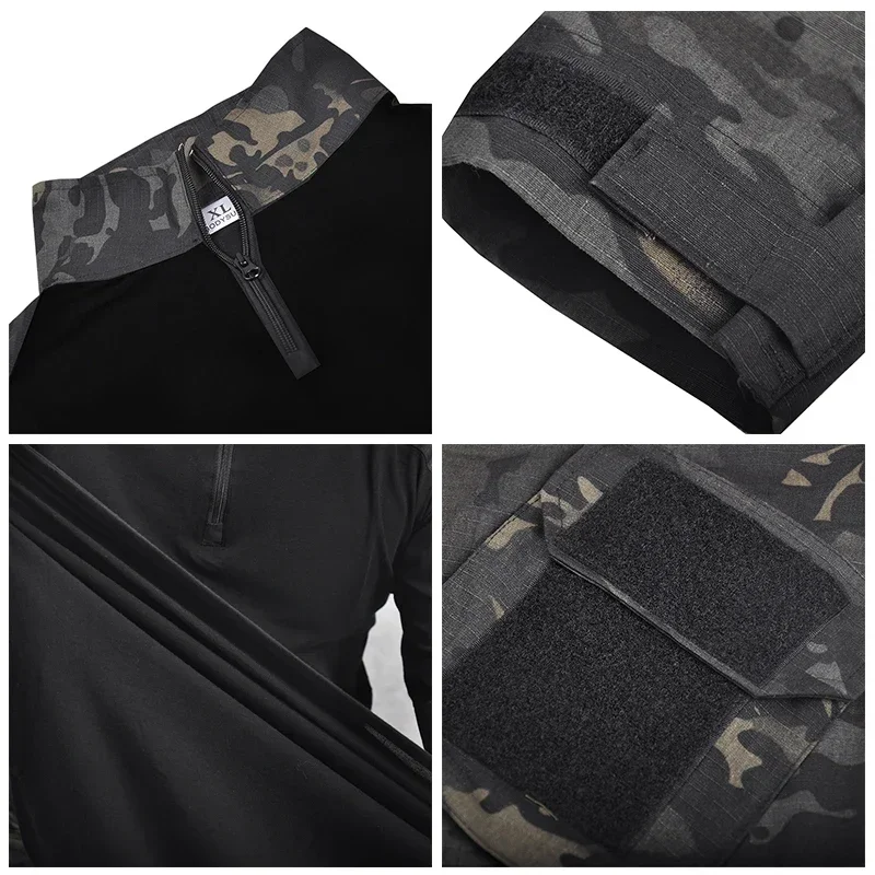 HAN WILD-traje de caza de algodón para hombre, camisa Multicam, pantalones de escalada, traje Ghillie de combate táctico de camuflaje, uniforme Airsoft para exteriores - imagen 5