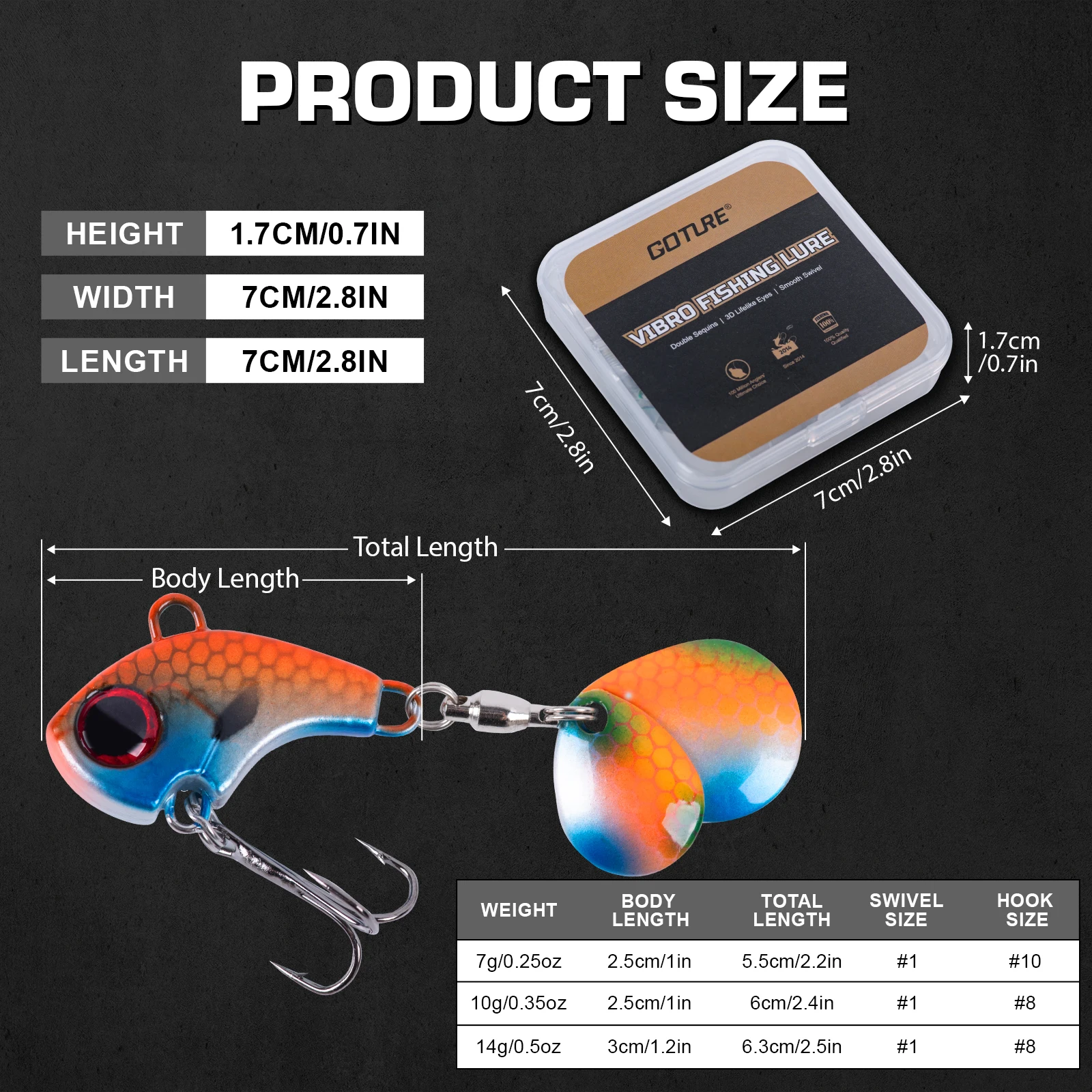 Goture-señuelo tipo cuchara Vib de Metal, 7-14g, 4-6 unids/caja, anzuelos afilados, plantillas para pesca de trucha, Wobbler, cebos duros, aparejos artificiales, accesorios para peces - imagen 5