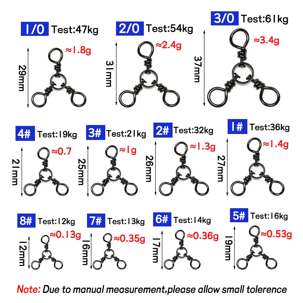 Elllv-barril de pesca de 3 vías, anzuelos triples, accesorio de conector, 10 unids/bolsa #8-3/0 - imagen 2