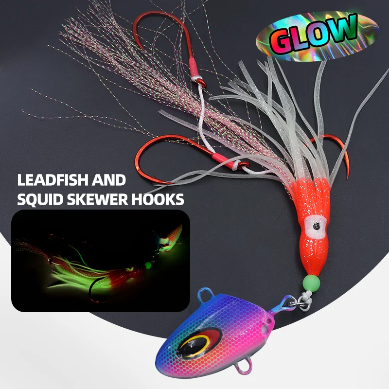 Anzuelos de cuerda de cabeza JIG ZYZ, 100g, 150g, 200g, 250g, combinación de pulpo suave luminoso, anzuelo BKK, aparejos de anzuelos de pesca para barcos de agua salada - imagen 3