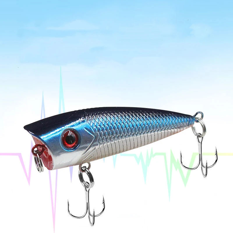 Señuelo de pesca Topwater, cebo duro con anzuelo triple, señuelo de manivela, aparejos artificiales, 6g, 7cm - imagen 4