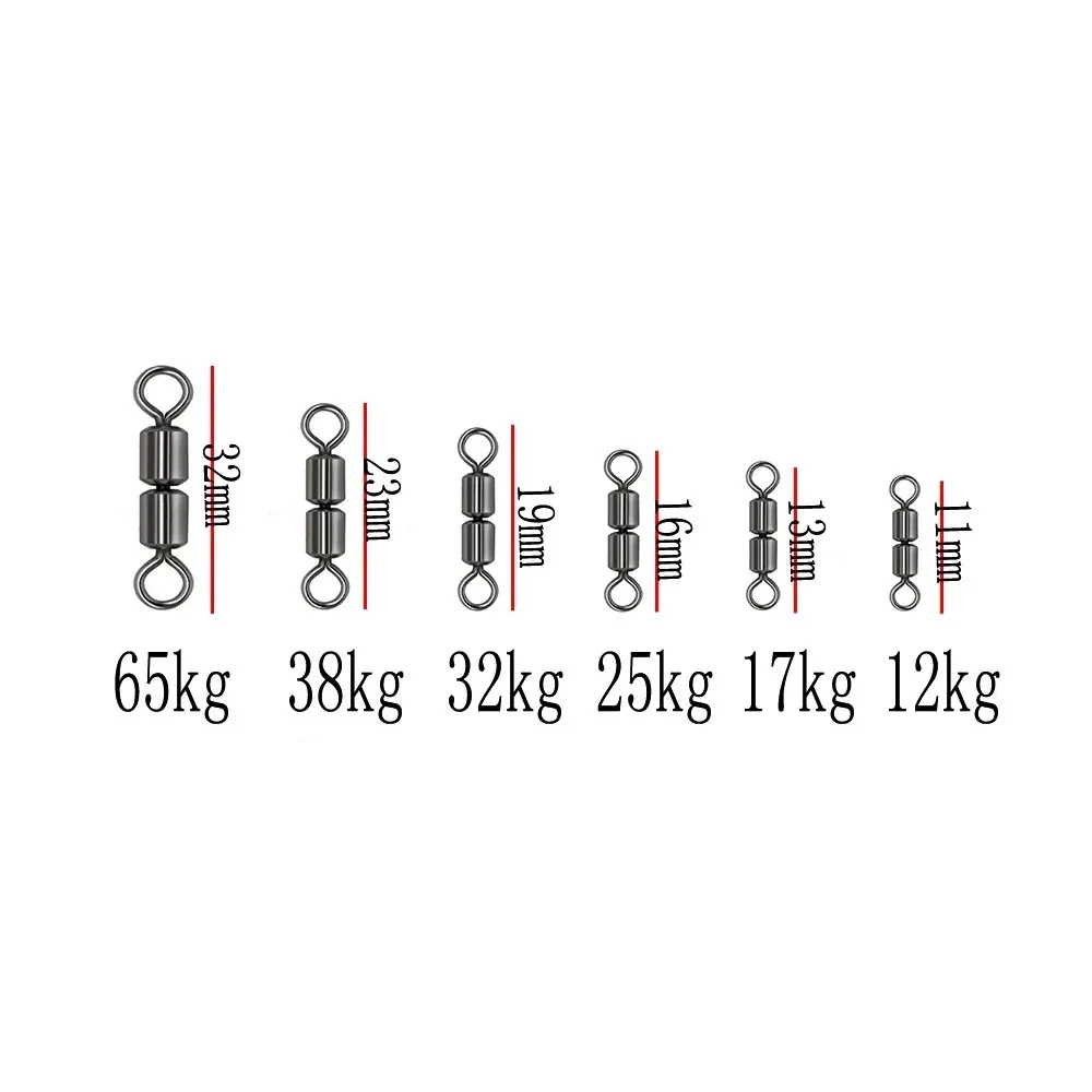 Conector de pesca giratorio de doble rodamiento, anzuelo de carpa de acero inoxidable, señuelo, anillo sólido, accesorios de aparejos giratorios - imagen 2