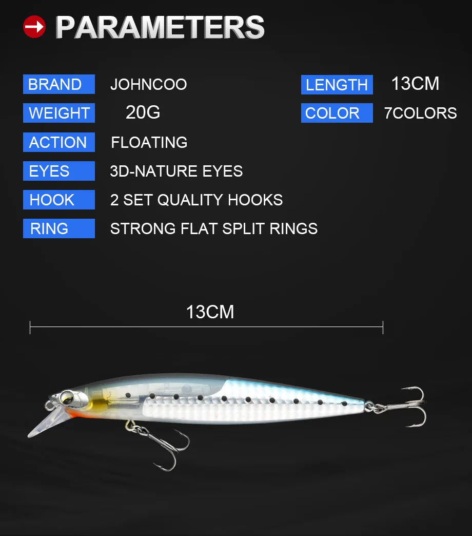 Señuelo de pesca flotante Minnow 130mm 20g Flash Blader Wobbler cebo duro de fundición larga para Lucio - imagen 3