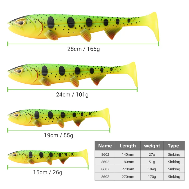 Noeby-señuelo blando para pesca de Lucio, 15cm, 26g, 19cm, 55g, 24cm, 101g, 28cm, 165g, hundimiento, Pro Swimbait, silicona, gran juego, cebo blando de pesca - imagen 4