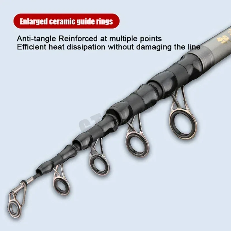 Cañas de pescar giratorias telescópicas superduras, caña de arena ultraligera de tiro largo, caña de distancia, caña de lanzamiento de alta calidad, 1,8 M-3,6 M - imagen 3