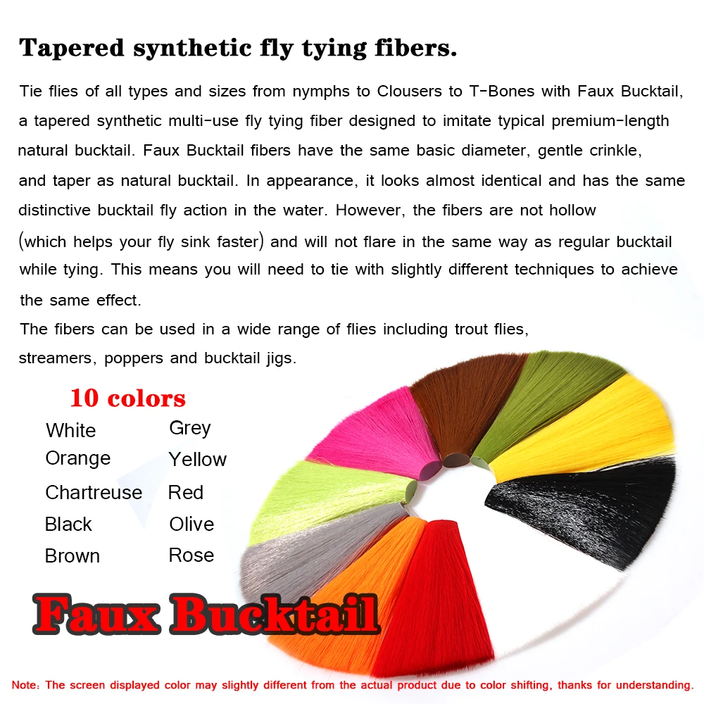 ICERIO, 1 unidad, fibras sintéticas cónicas de cola de caballo de imitación para atado de moscas, serpentinas de pececillos, ninfa, Mayfly, Poppers, señuelos con anzuelo - imagen 3