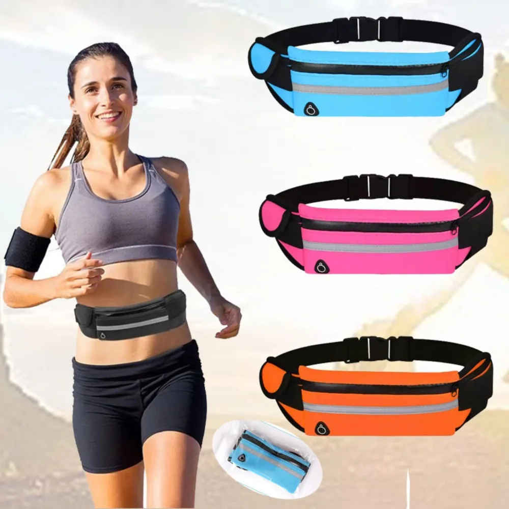 Riñonera de lona para exteriores, soporte para teléfono, bolsa deportiva ajustable para correr, Fitness - imagen 3