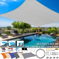 Vela de sombra de sol impermeable, toldo rectangular grande, cubierta de sombra de bloque UV para Patio, jardín, pérgola, porche, tienda, toldo