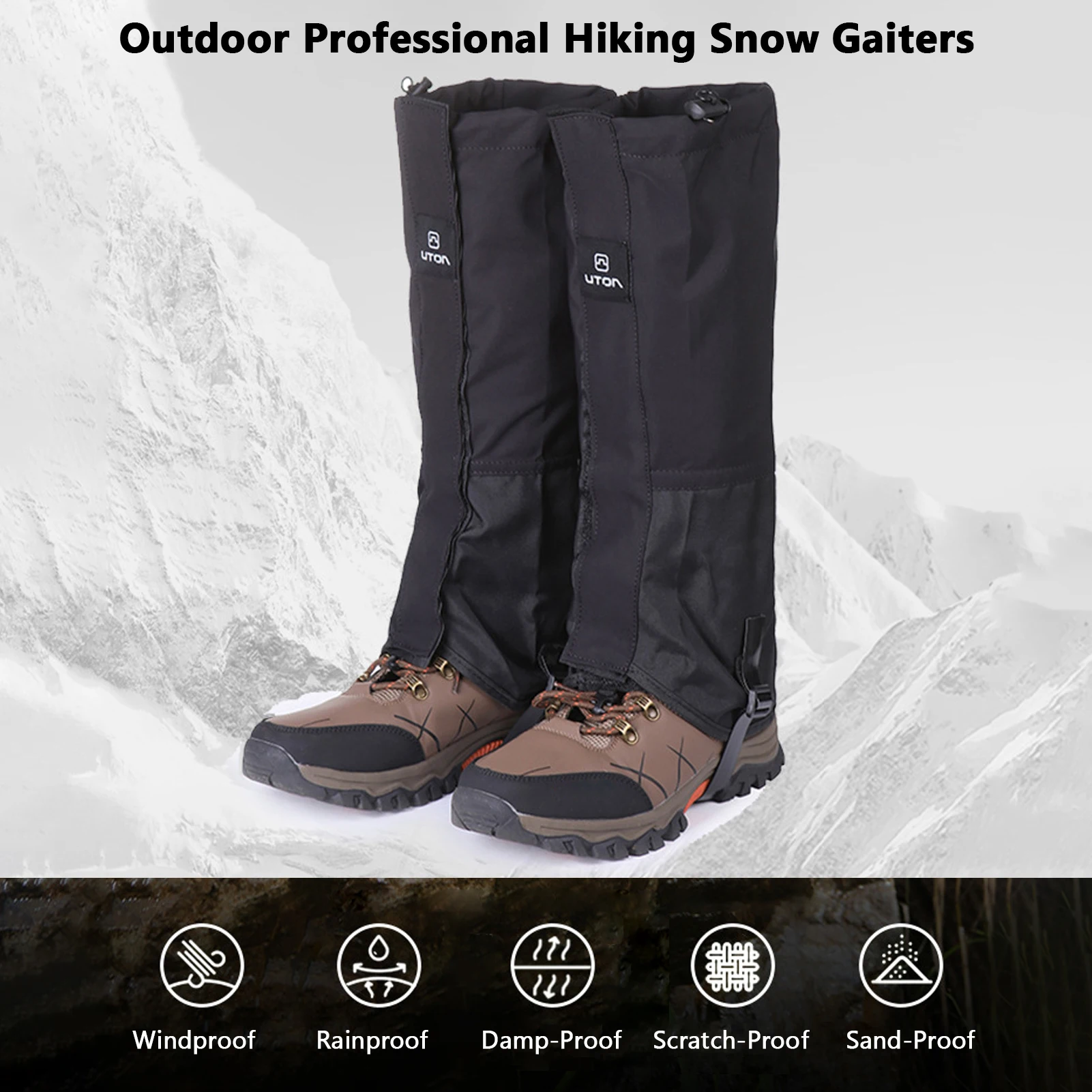 Polainas para botas al aire libre para hombre, impermeables, transpirables, anti nieve, antiarena, con correa de TPU para senderismo y esquí