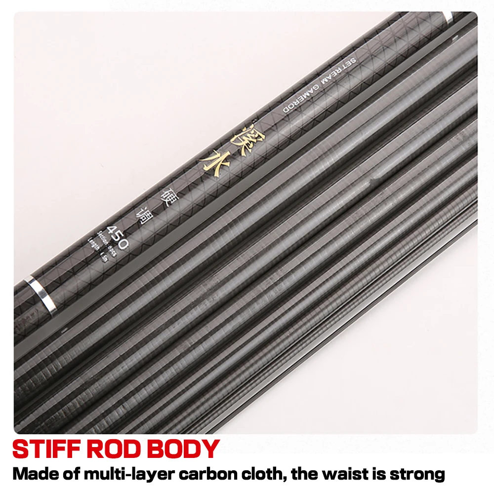 Experimente la pesca sin costuras con nuestras cañas de tela de carbono de alta calidad de múltiples capas