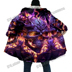 Capa de invierno a la moda para hombre, capa con capucha de lana gruesa con estampado 3D de cerveza y calavera de Reaper, capa cálida informal Unisex BB52